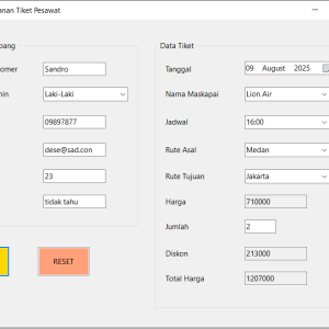 Source Code Aplikasi Pemesanan Tiket Pesawat Sederhana dengan C#