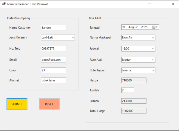 Source Code Aplikasi Pemesanan Tiket Pesawat Sederhana dengan C#